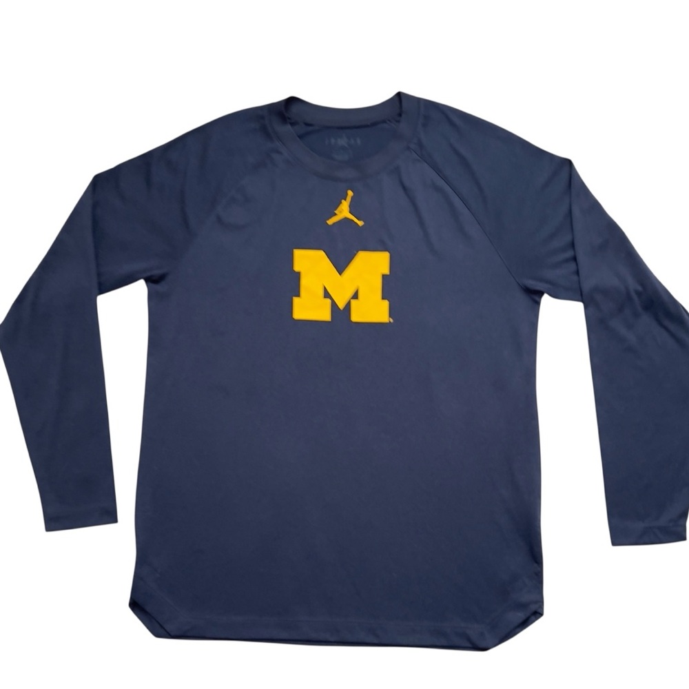 Michigan Wolverines Air Jordan Performance Navy Raglan T-Shirt Unisex Small